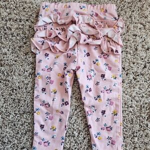 Pink Floral Ruffle Pants